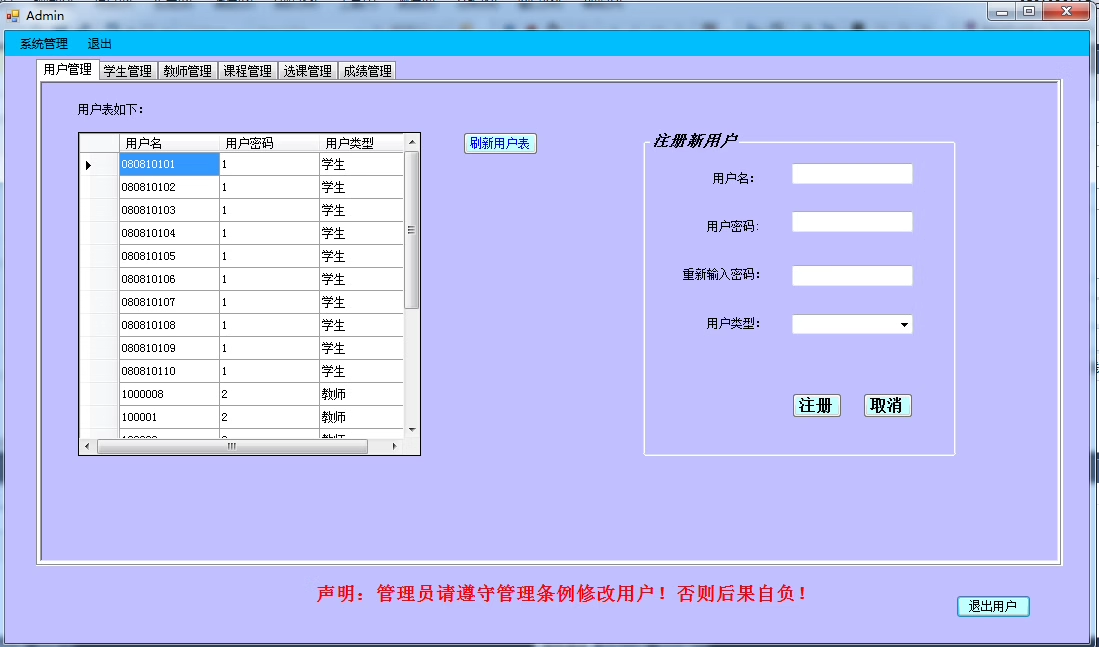 94C#窗体学生选课系统源码含数据库完整源码